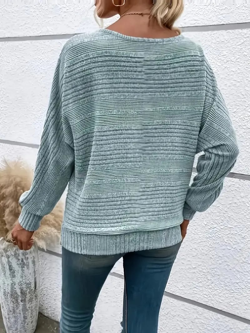 Soft Solid Batwing Sleeve Pullover Long Sleeve Top