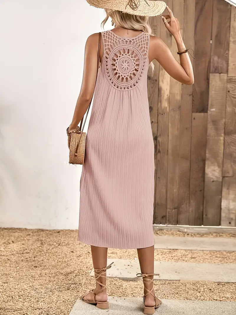 Teodora Minimalist Hollow Back Tank Dress Premium Wardrobe Essential
