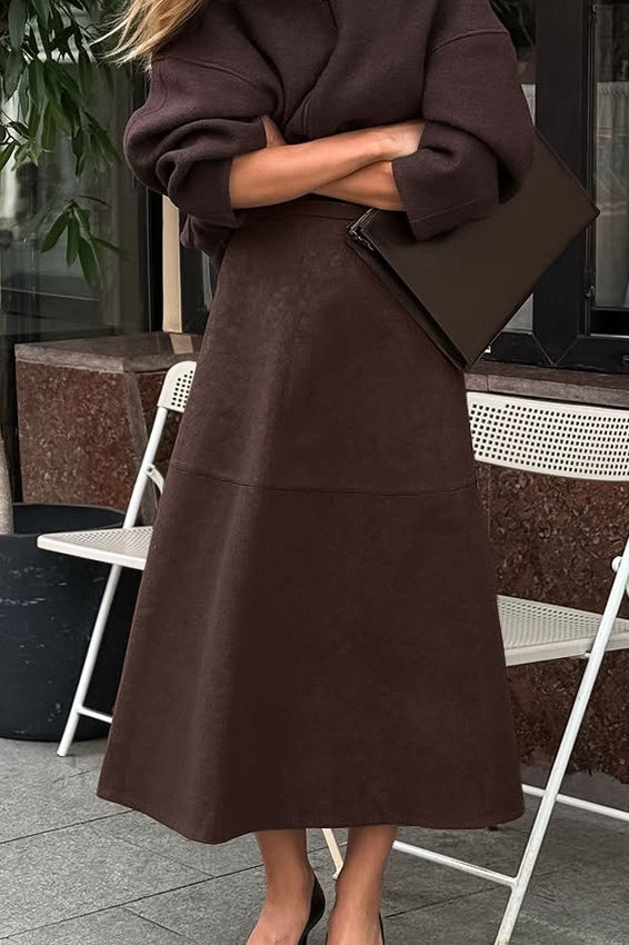 Suede Knit High-Waist Skirt