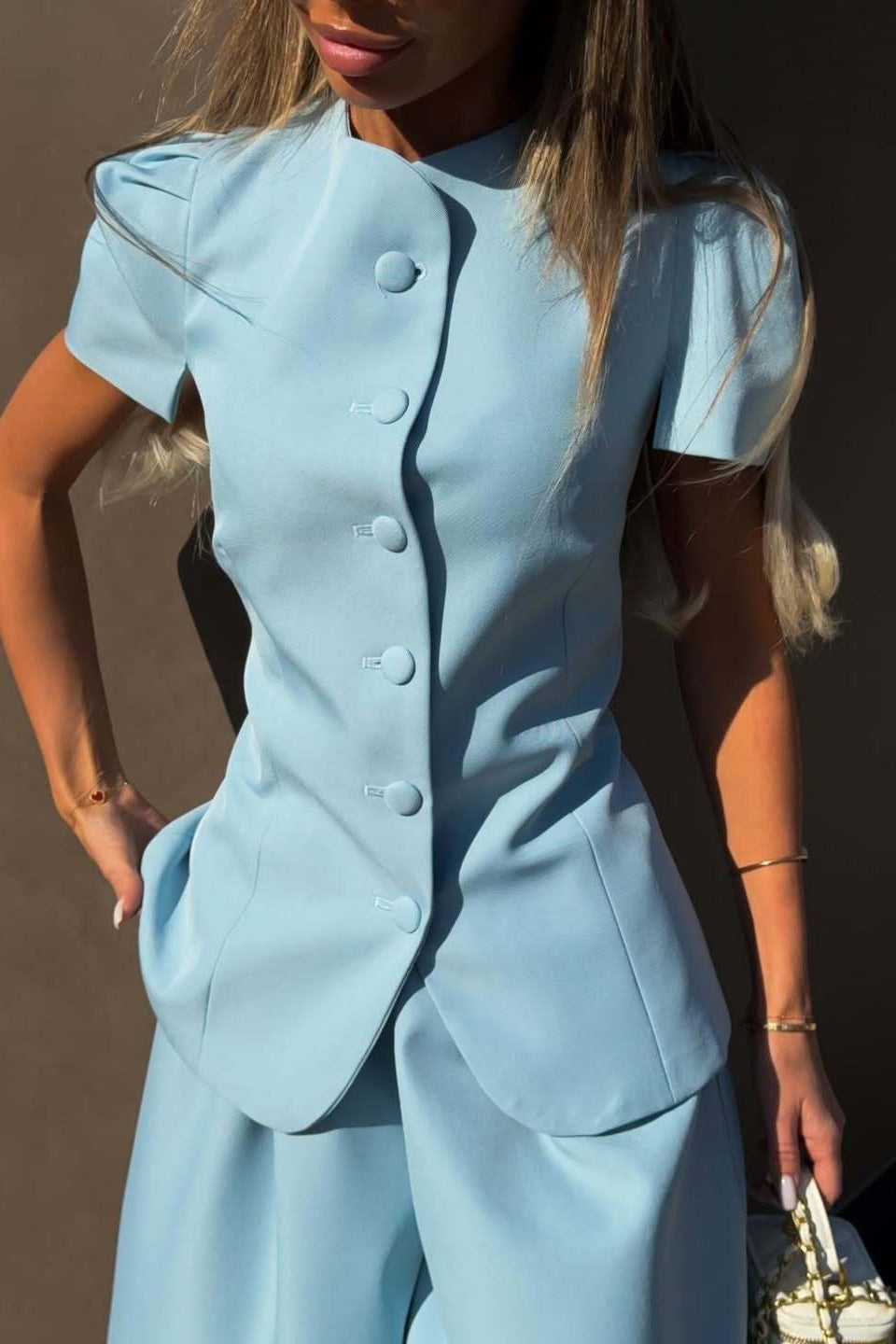 Elegant Jacket High Waist Two Piece Chic Work Set