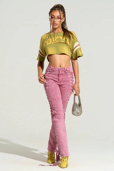 Trendy Drawstring Tie-Waist Stylish Denim Jeans