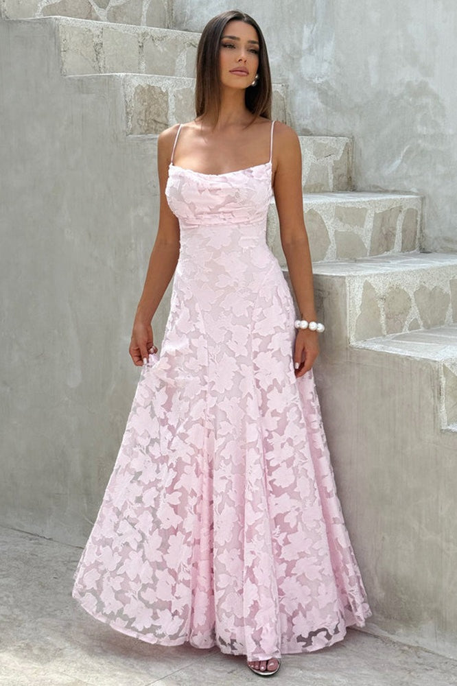 Chiffon Backless Spaghetti Strap Maxi Dress 9