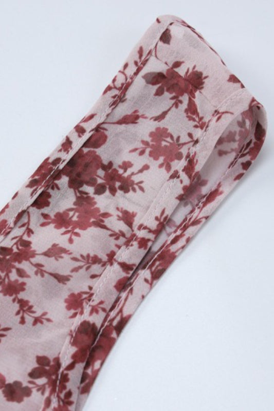 Red Spaghetti Strap Backless Ditsy Floral Print A-Line Maxi Dress 6