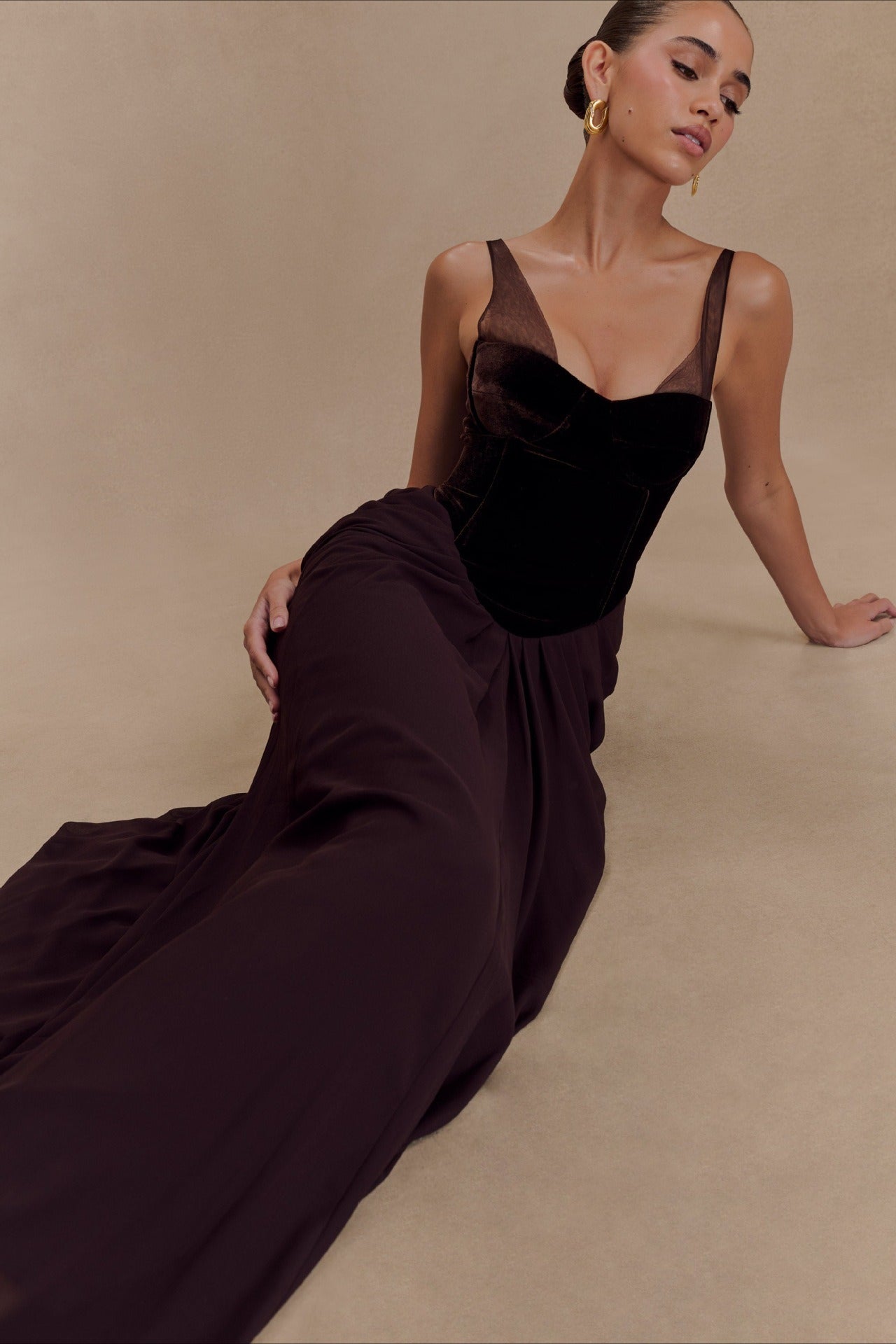 Spaghetti Strap Backless Mesh Paneled Party Dress