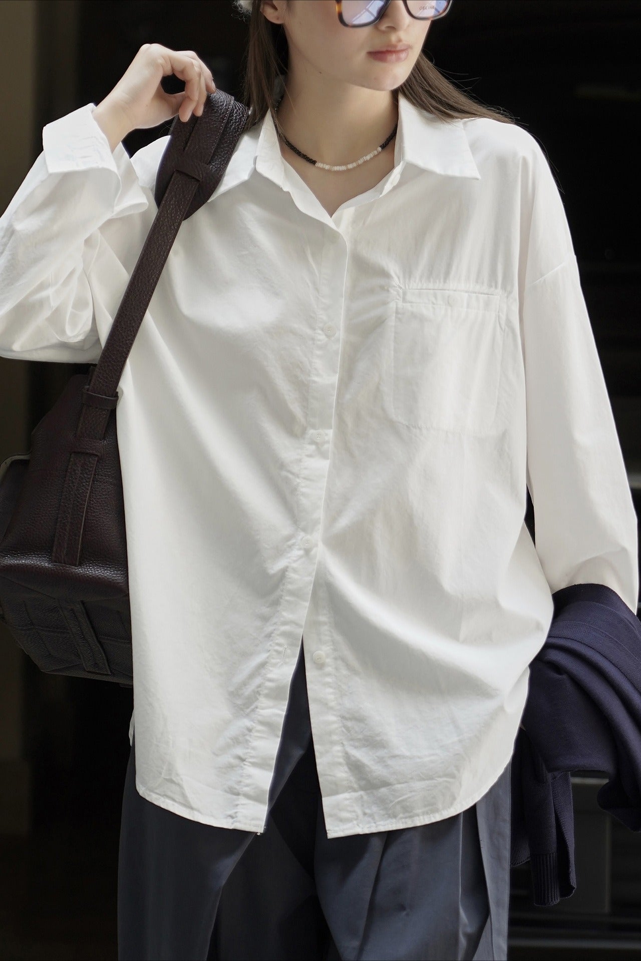 Knit Shawl Two-Piece Shirt Blouse