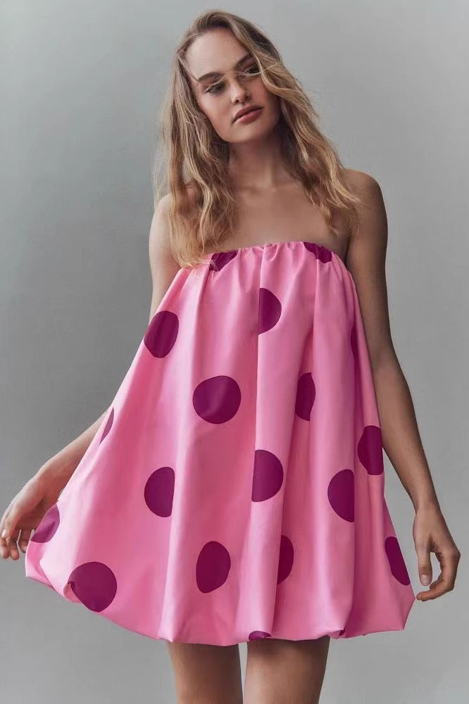 Polka Dot Strapless Bodycon Mini Dress