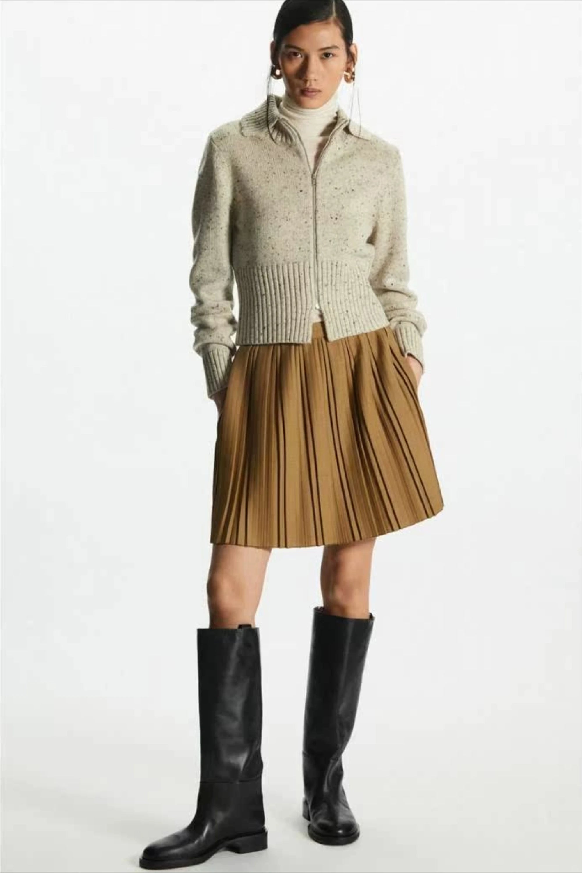 Wool Blend Short OpenNeck Cardigan