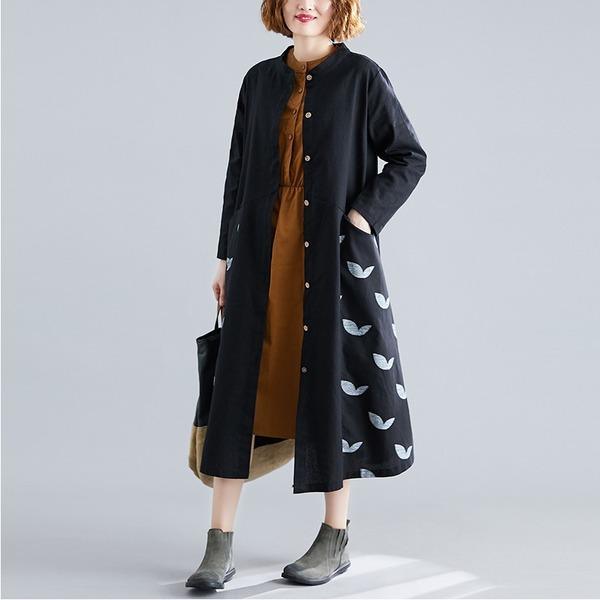 long sleeve cotton linen plus size vintage women casual loose spring autumn shirt dress