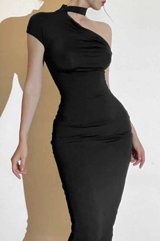 OneShoulder Slim Maxi Party Dress