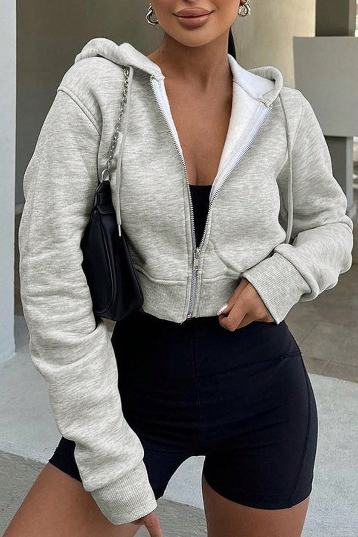 Long Sleeve Zip-Up Casual Sexy Hoodie