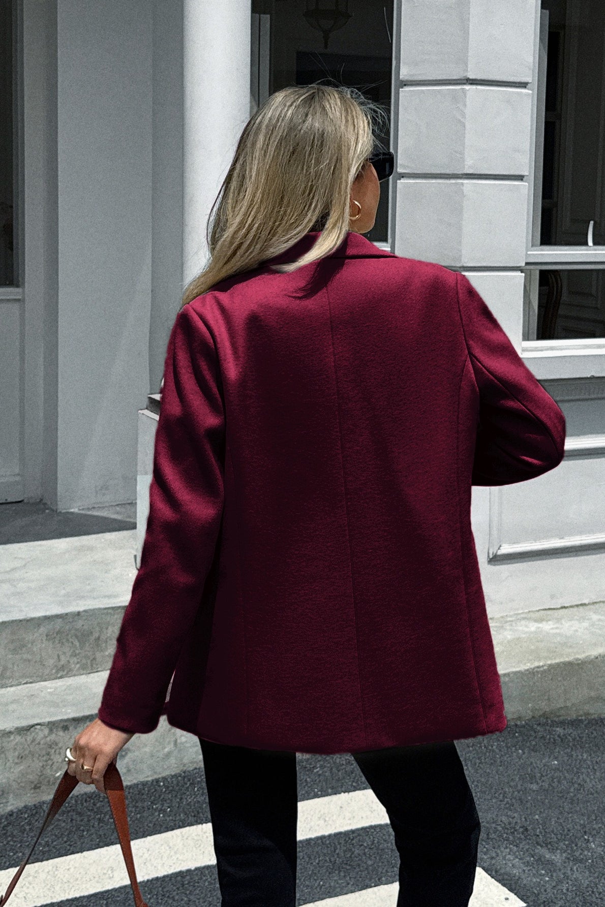 Minimalist Solid Color Tailored Coat