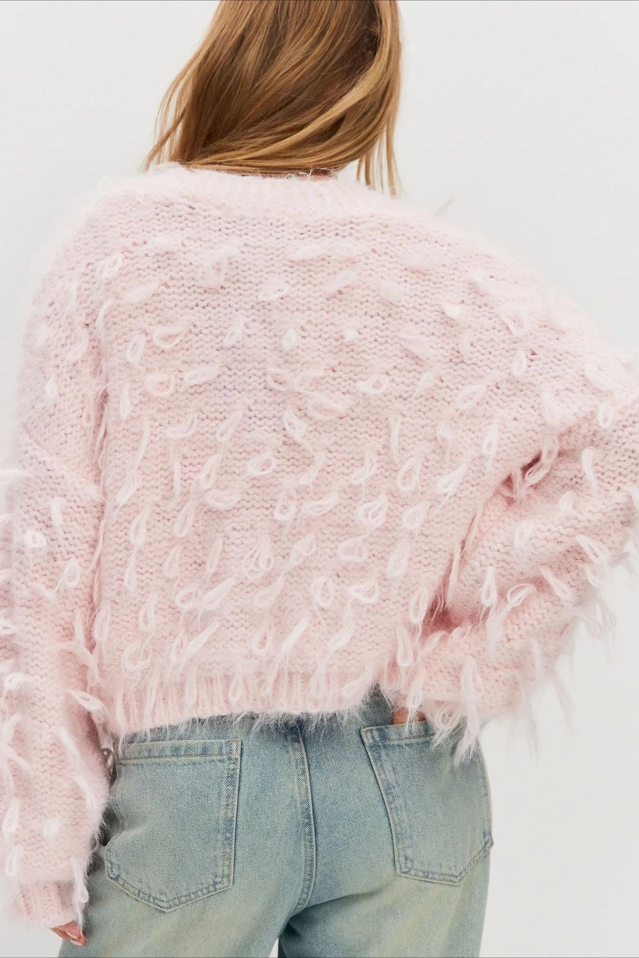 V Neck Fringe Short Loose Slouchy Knit Cardigan