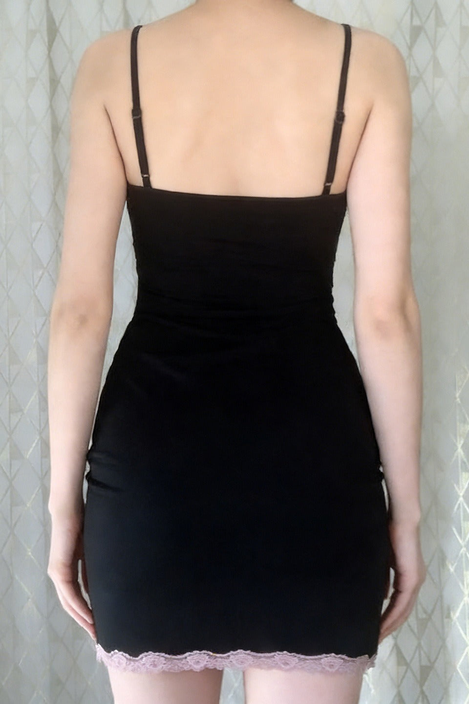 Y2K Lace Panel Bow Cutout Bodycon Slip Dress
