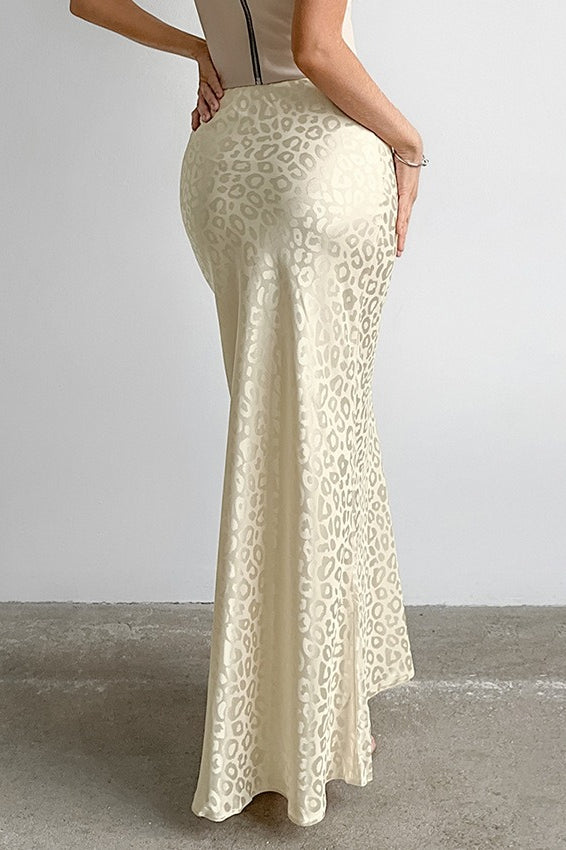 Leopard Print Satin Mermaid Skirt