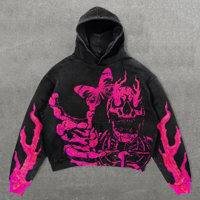 Vintage Skull ZipUp Hoodie