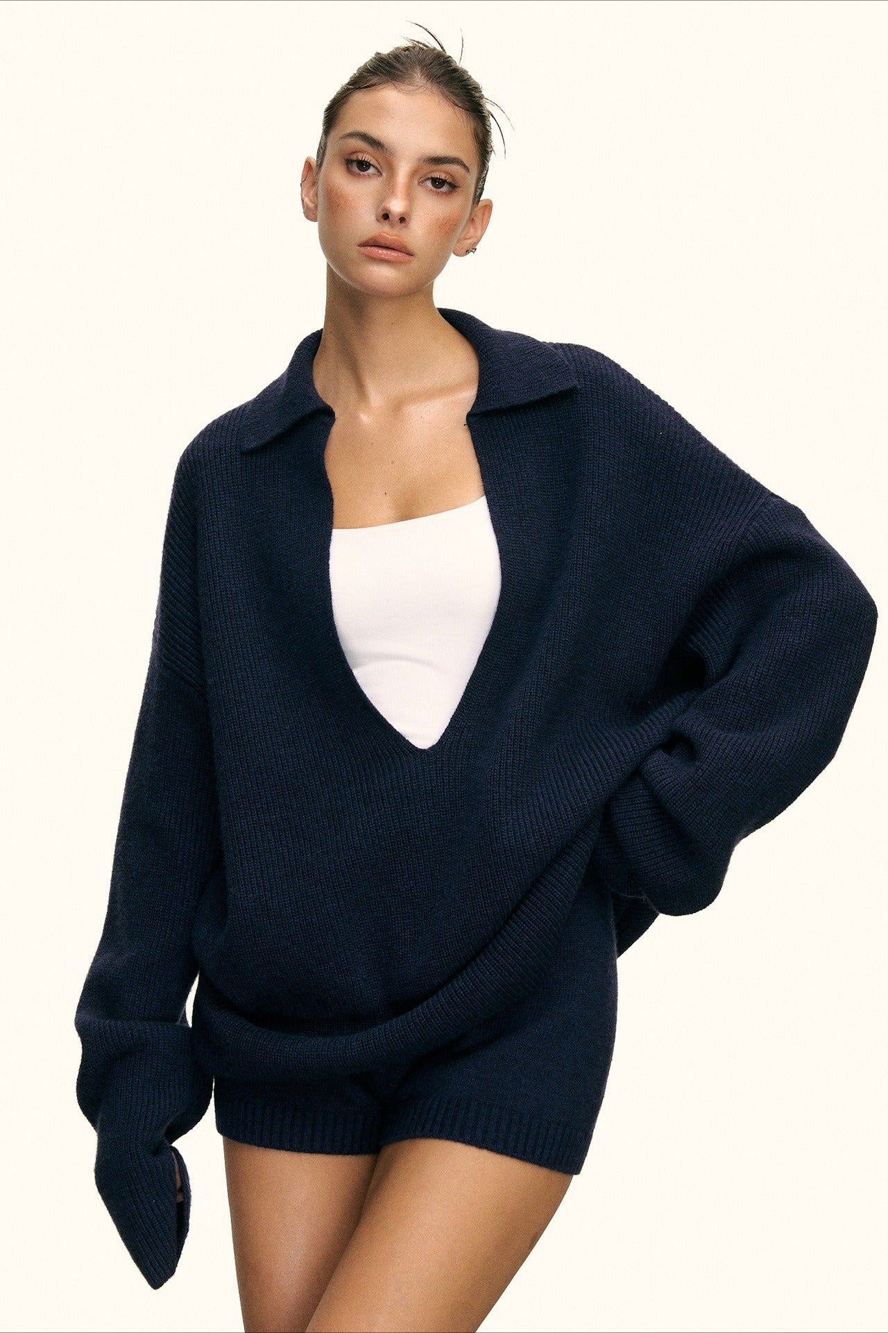 Slouchy VNeck Sweater Set Knit Set
