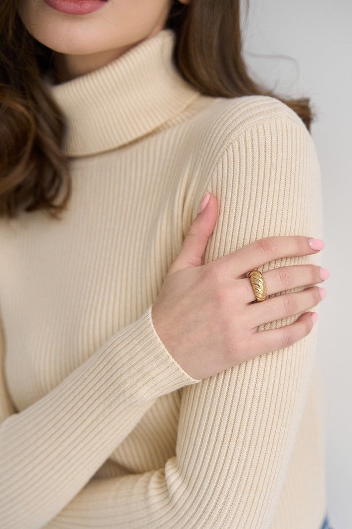 High Neck Pullover Slouchy Knit Sweater