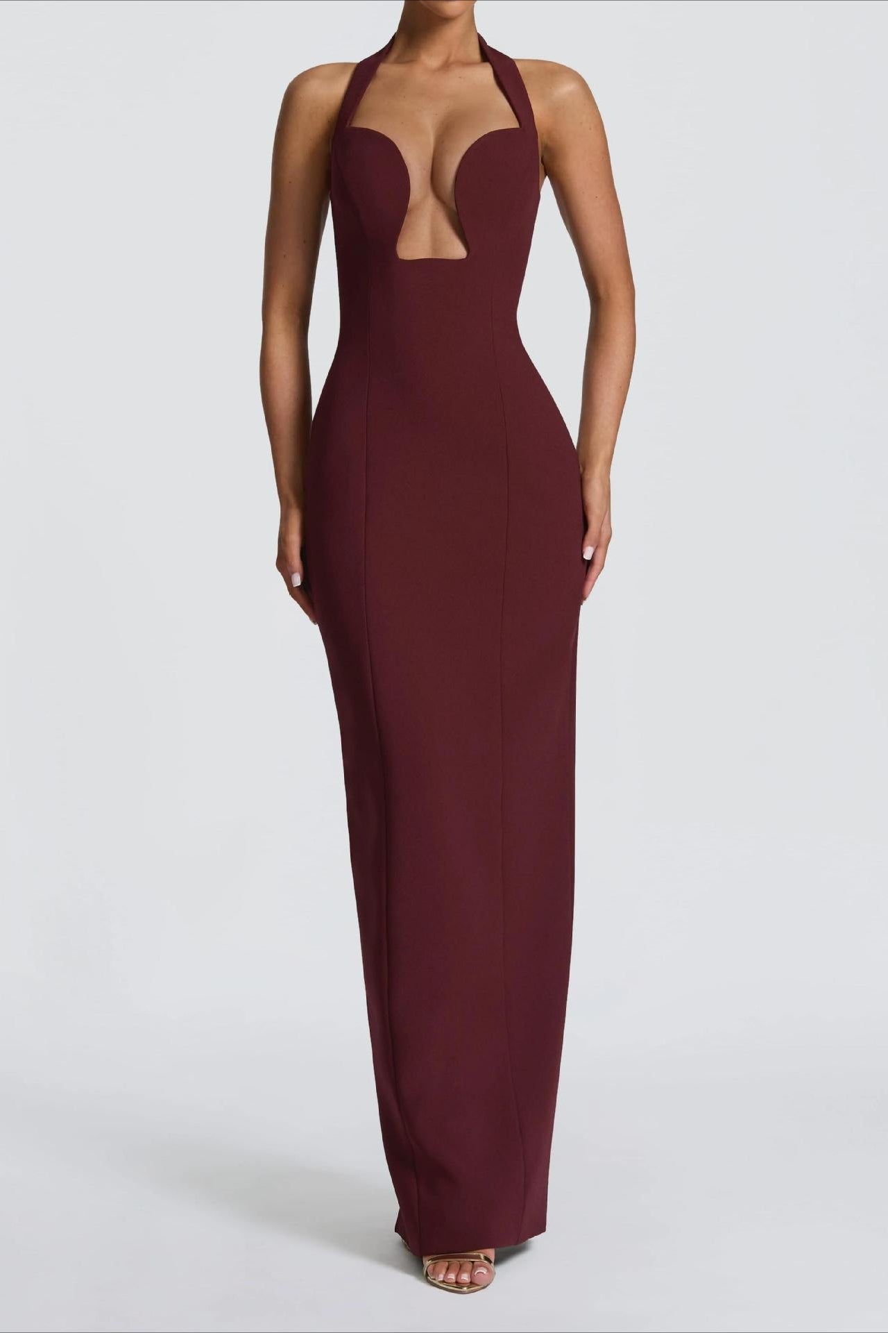 Halter Low Cut Cutout Maxi Party Dress