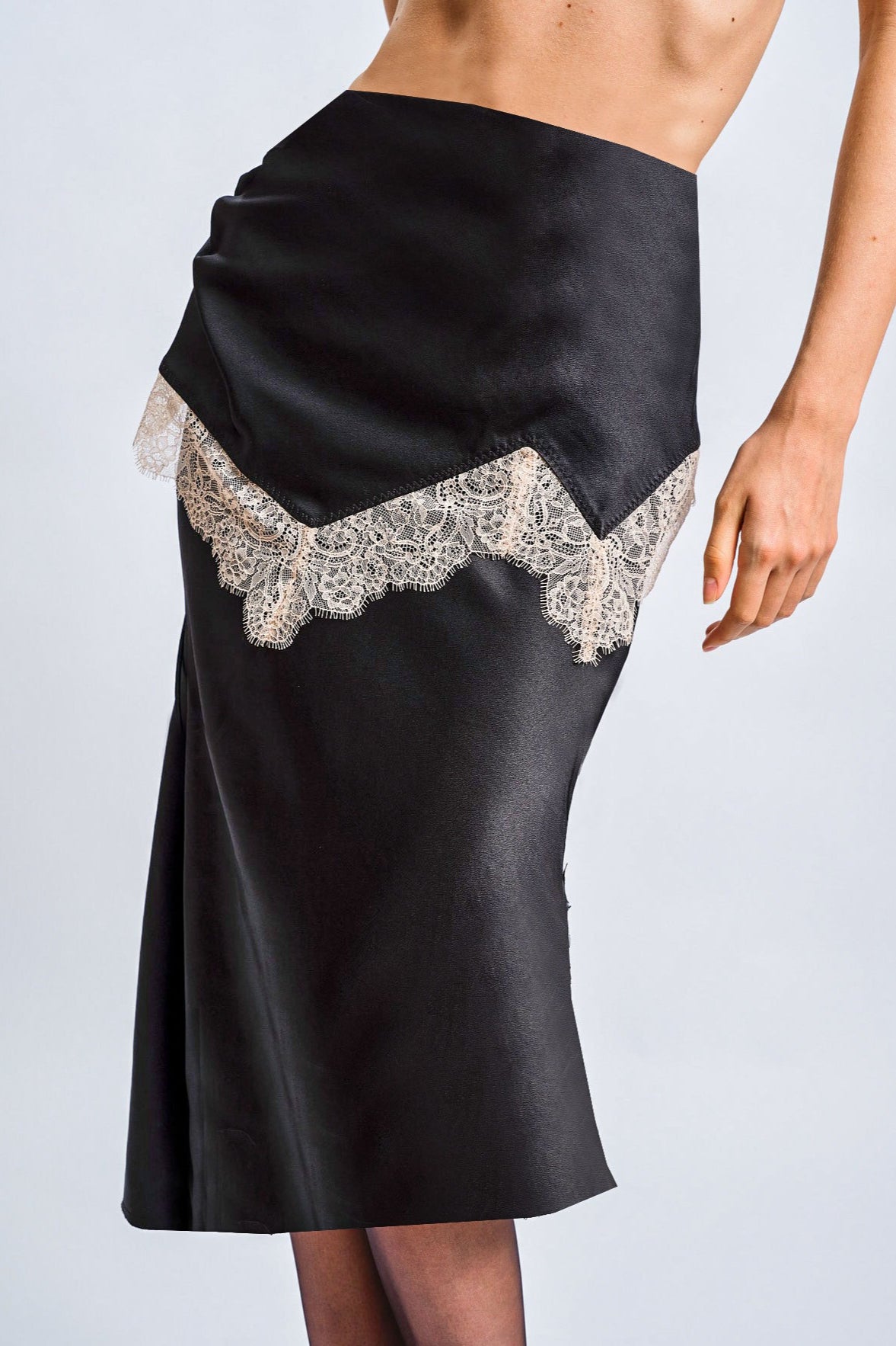 Colorblock Lace Slim Skirt