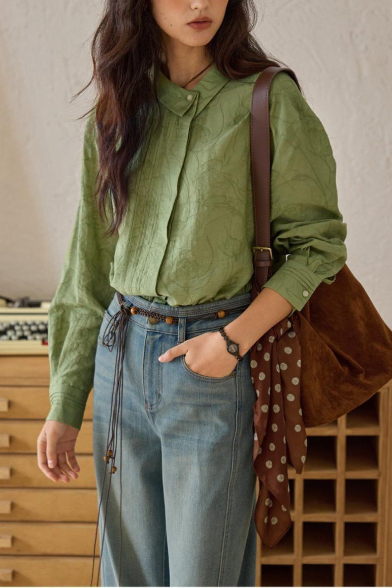 French Linen Unique Collar Blouse