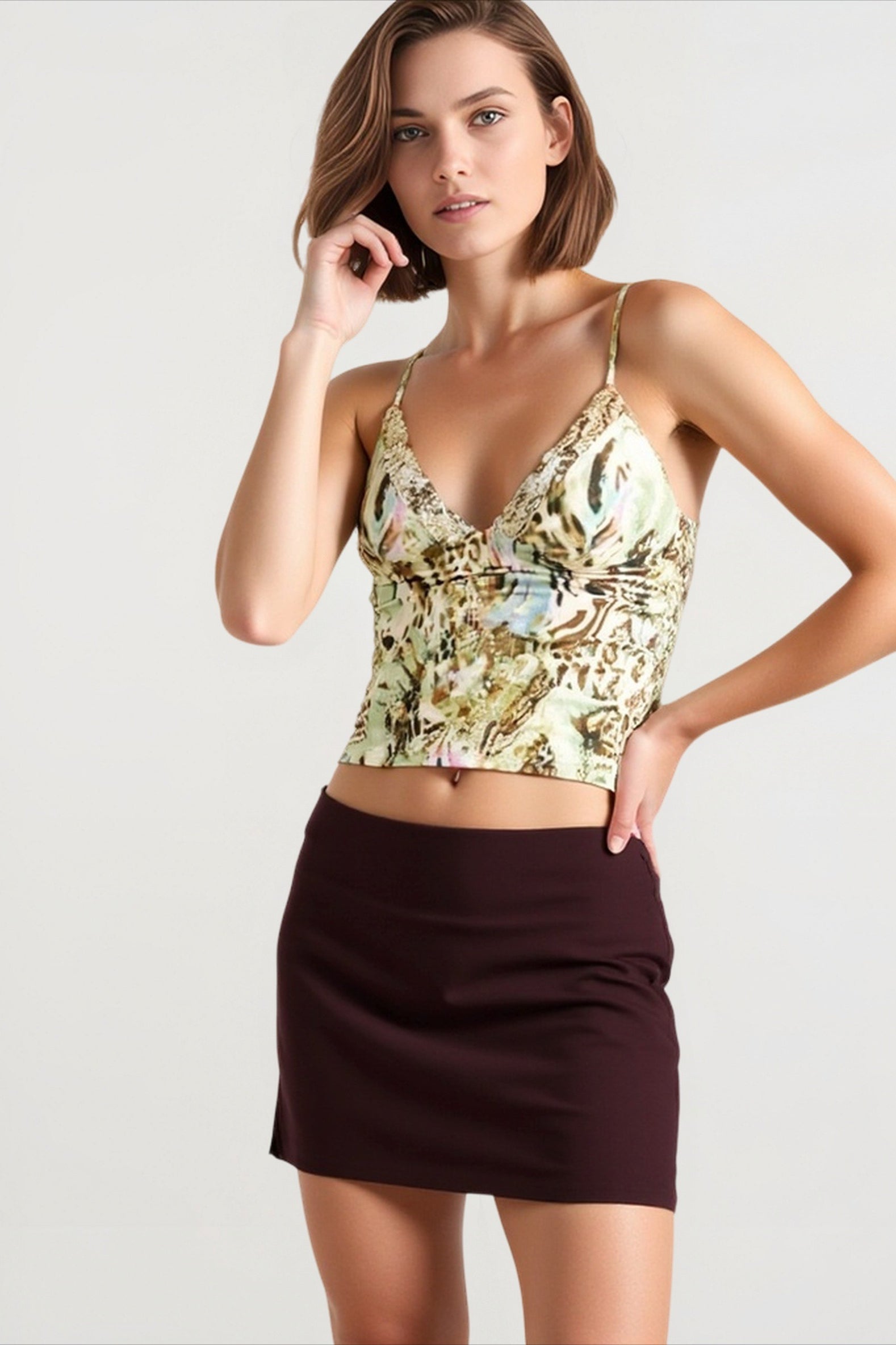 Glitter floral going out cami top