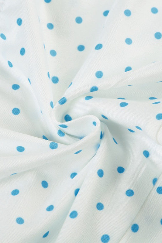 Polka Dot VNeck Tie Halter Crop Top