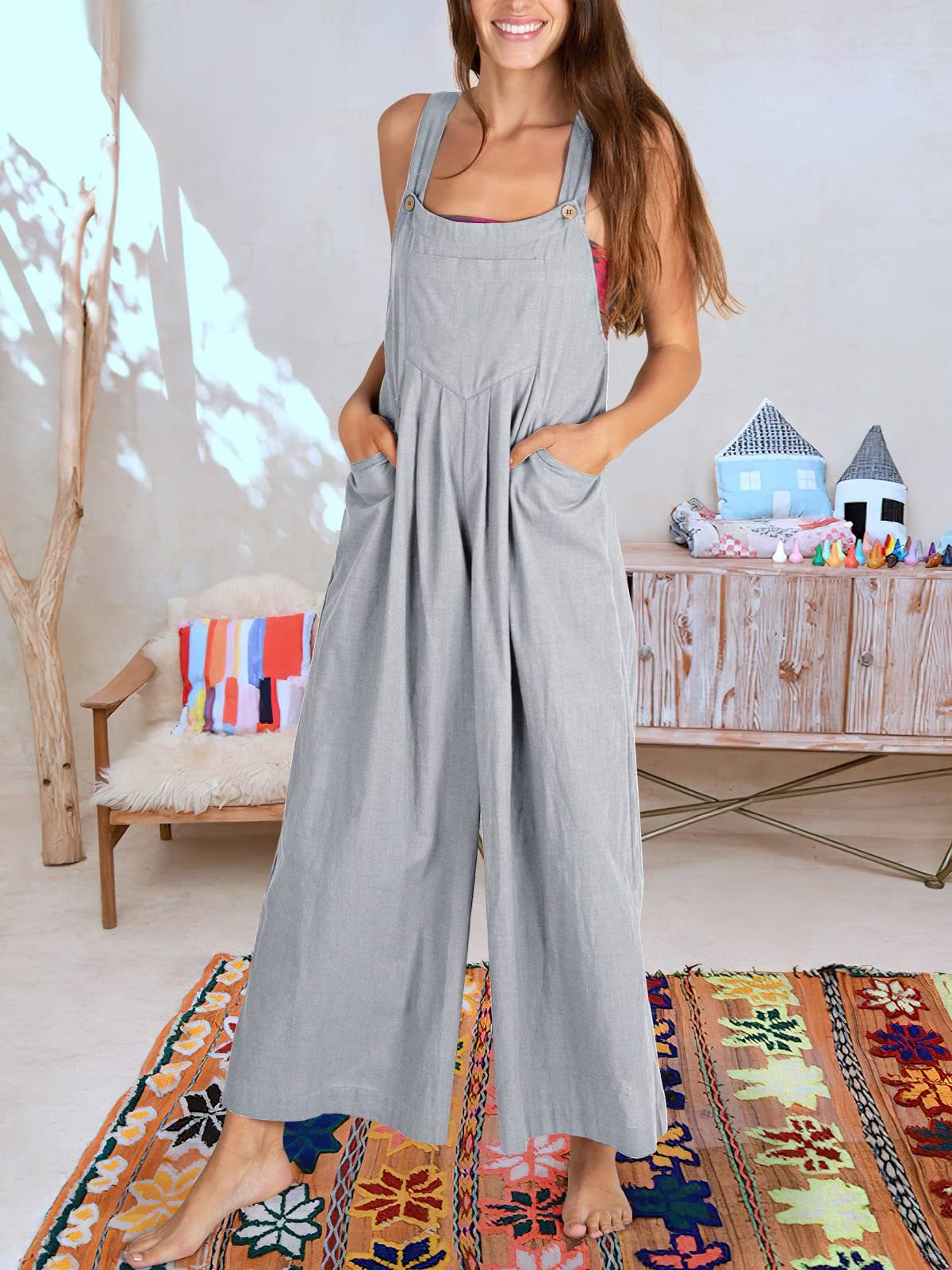 SALE PLUS SIZE WIDE LEG OVERALLS JUMPSUIT