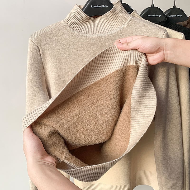 Winter fleece thick knitted bottoming shirt