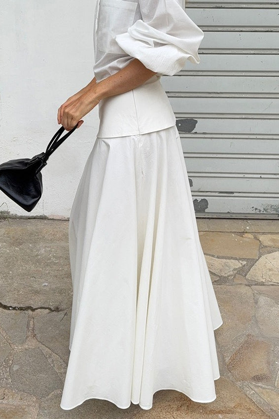 Solid A-Line Midi Skirt