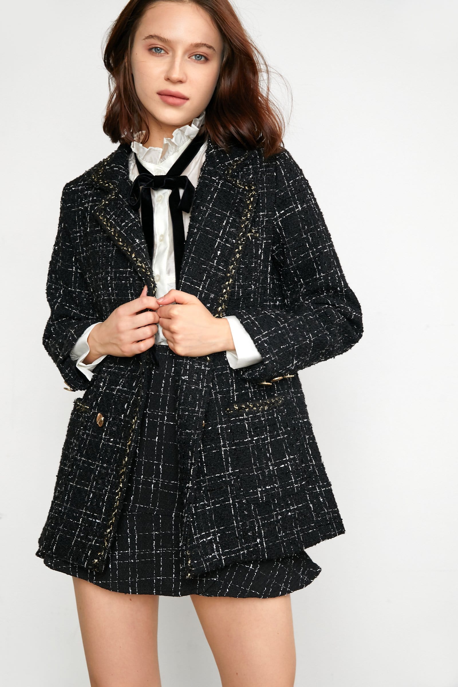 Abbas Black Double-Breasted Coat