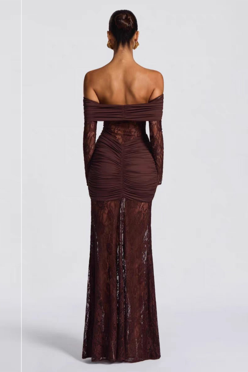Lace Off Shoulder Long Sleeve Dress 5