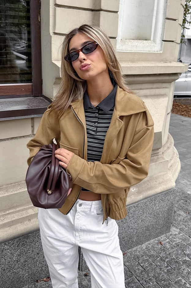 Vintage Brown Aviator Suede Jacket