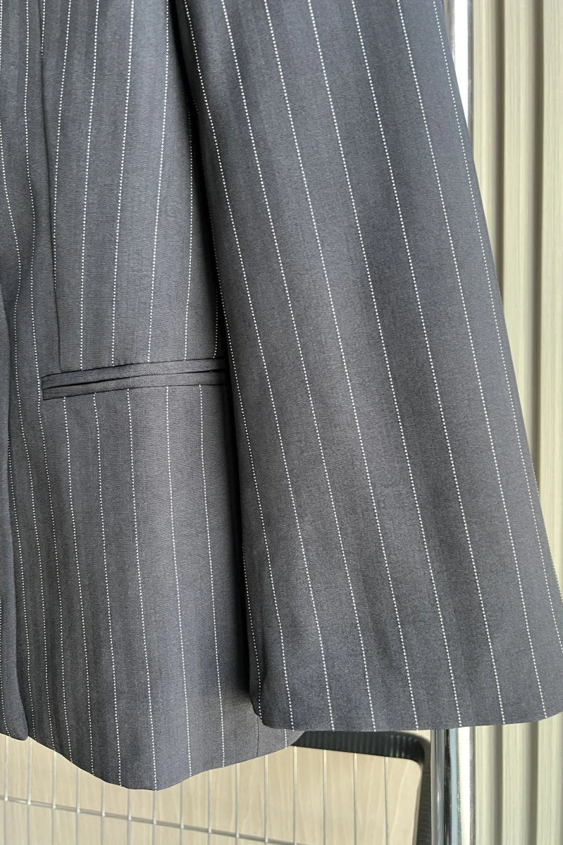 ShoulderPadded Pinstripe Blazer