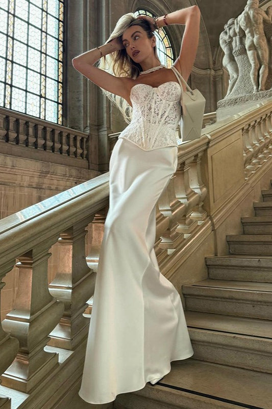 White Lace Bustier Bodycon Dress