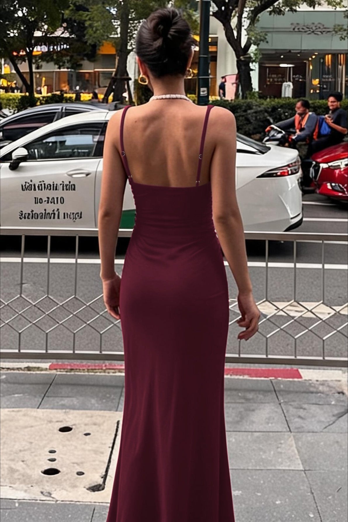 Slit Adjustable Strap Bodycon Slip Dress