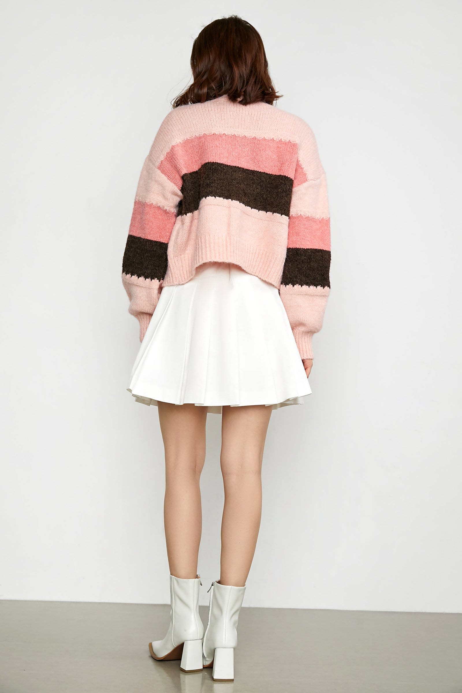 Delani Pink Color Block Cardigan
