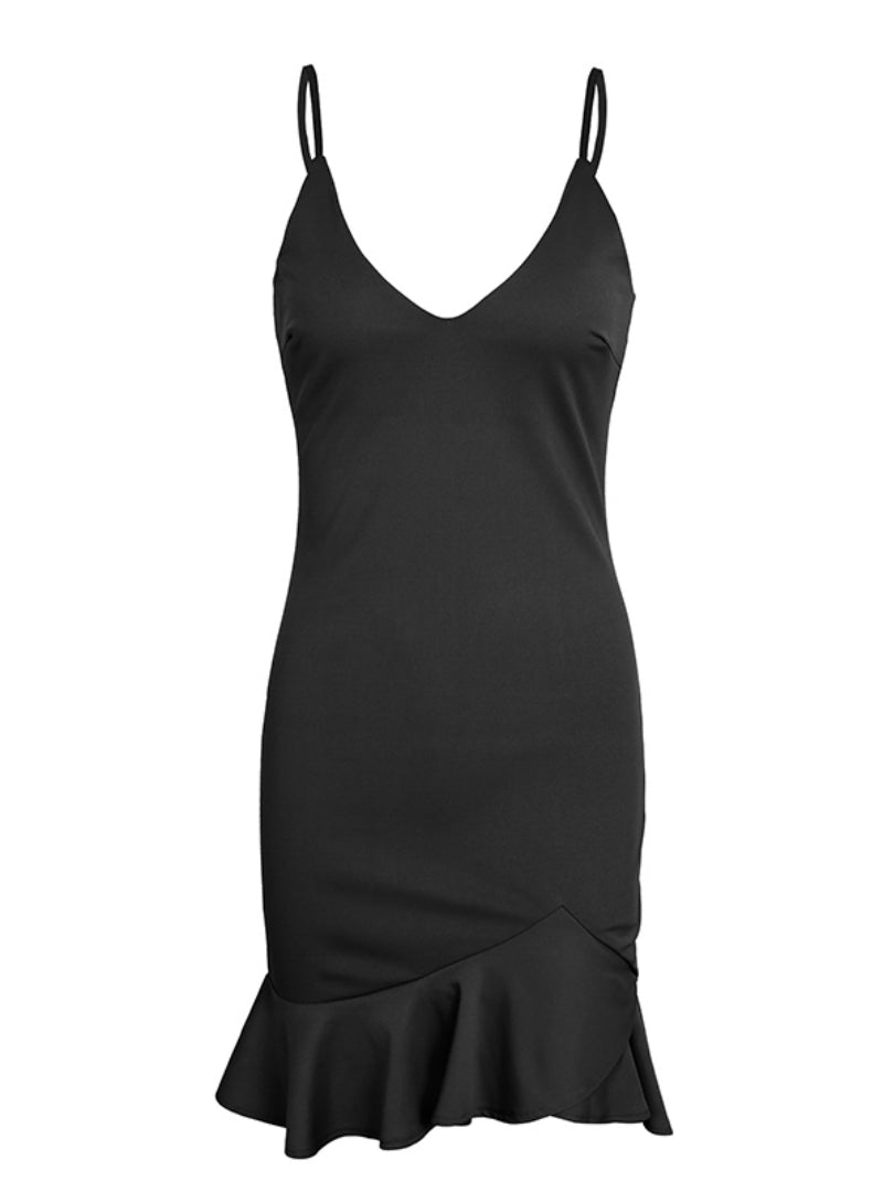 V Neck Ruffle Strap Mini Dress For Women M / Pink Dresses