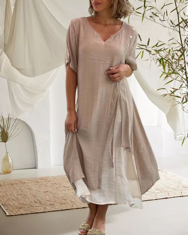 Narges Asymmetrical Dress with Short Sleeves for Women Stylish Outfit