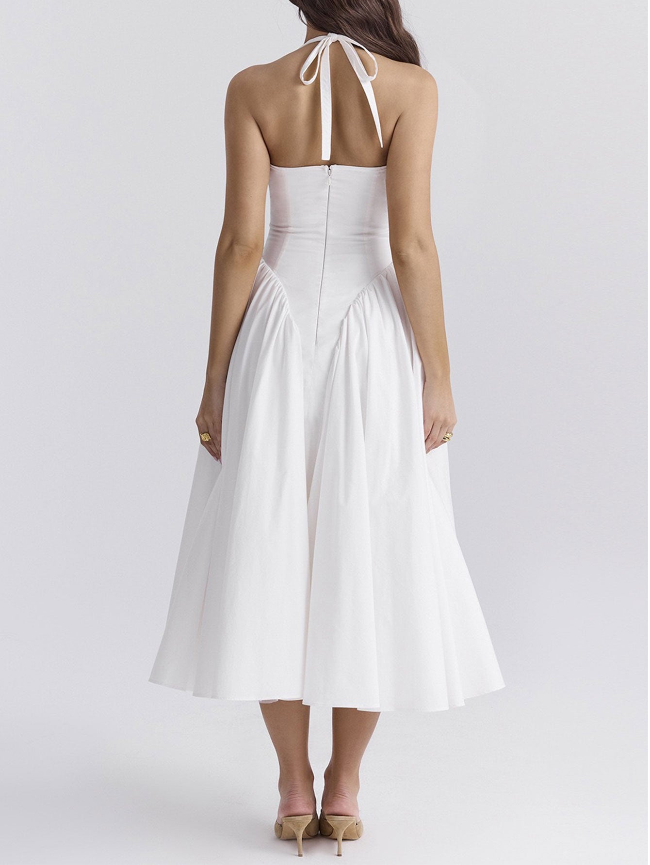 Naomi Exclusive Midi Dress with Deep V Neck Statement Occasion Edit