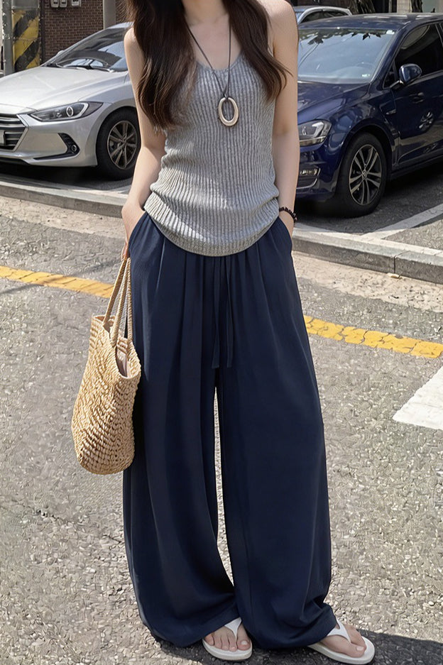 Linen Wide Leg High Waist Relaxed Pants