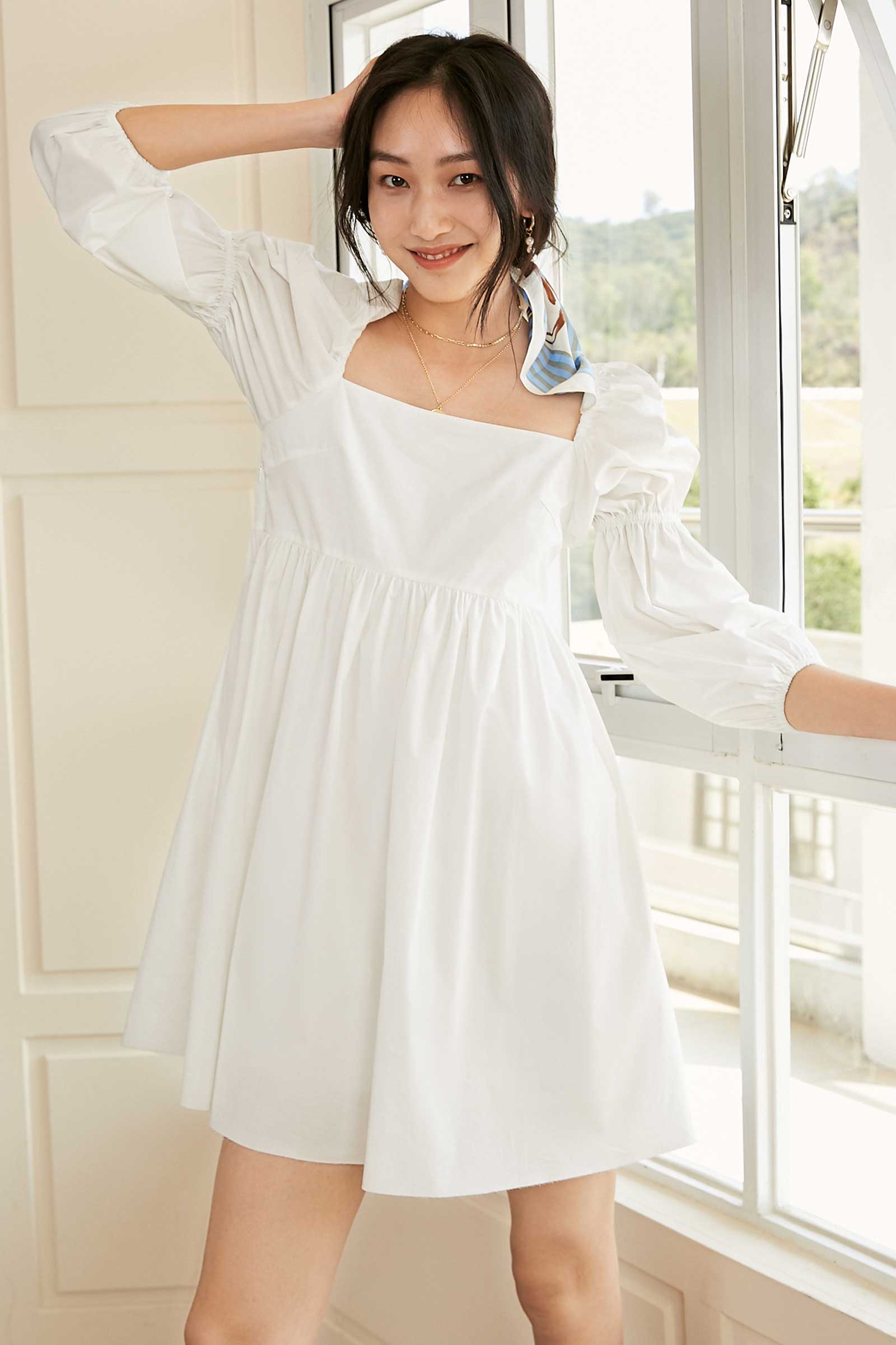 Alexis White Puff Sleeve Mini Dress