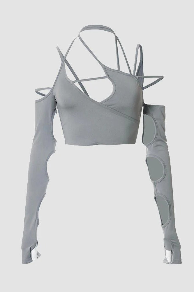 Phased Out Cut Out Cropped Top