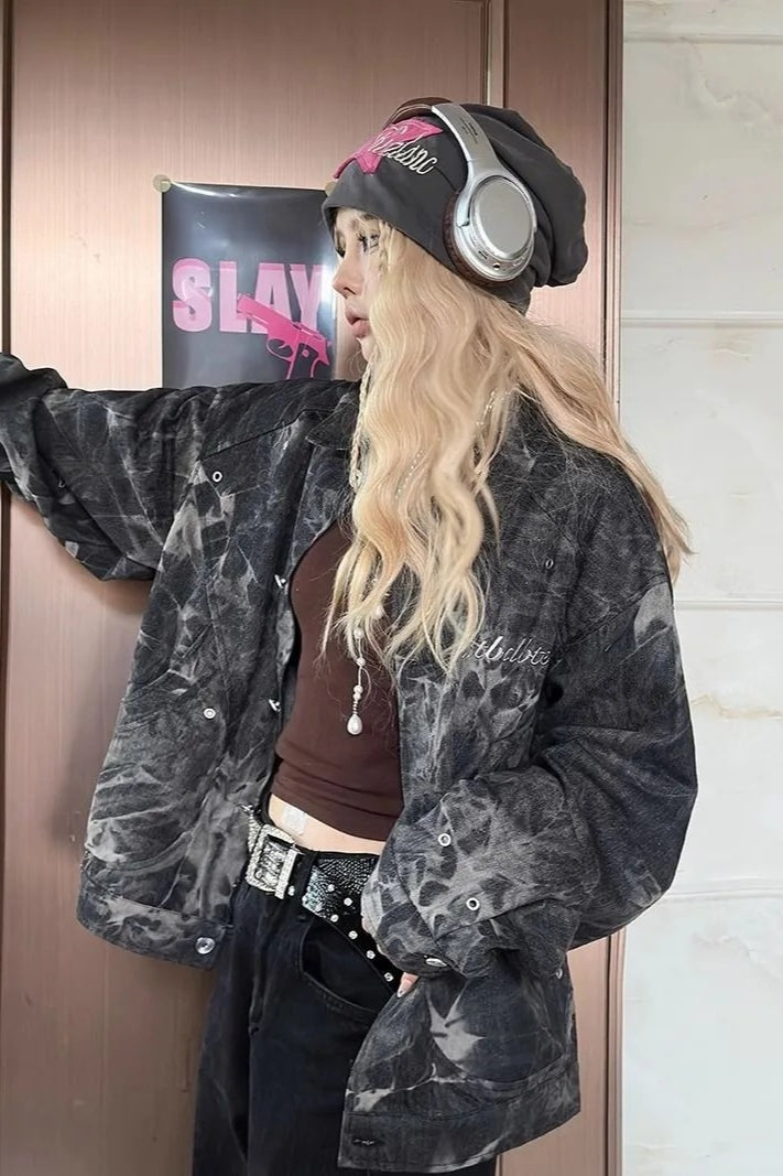 Vintage Y2K TieDyed Denim Jacket