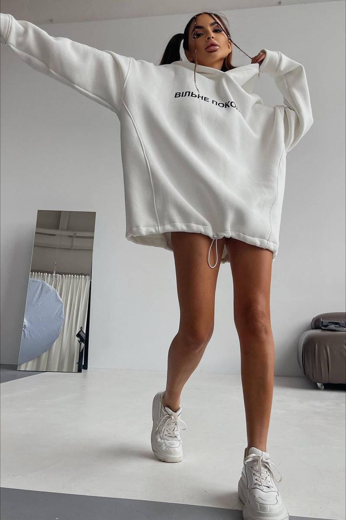 Oversized Long Sleeve Letter Print Hoodie