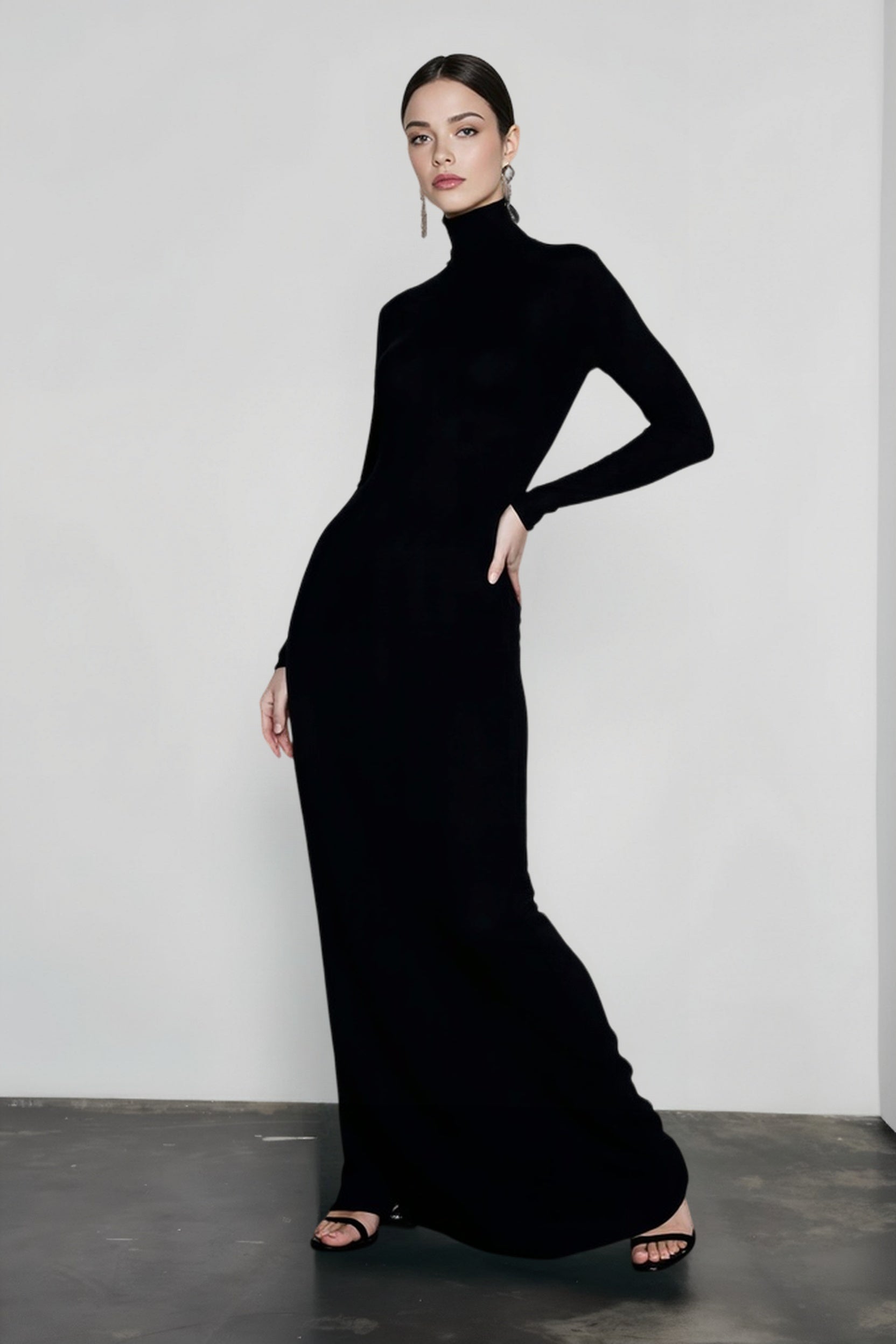 DressBetty - 2024 Elegant Spring Turtleneck Knitted Ribbed Sheath Midi Bodycon Dress