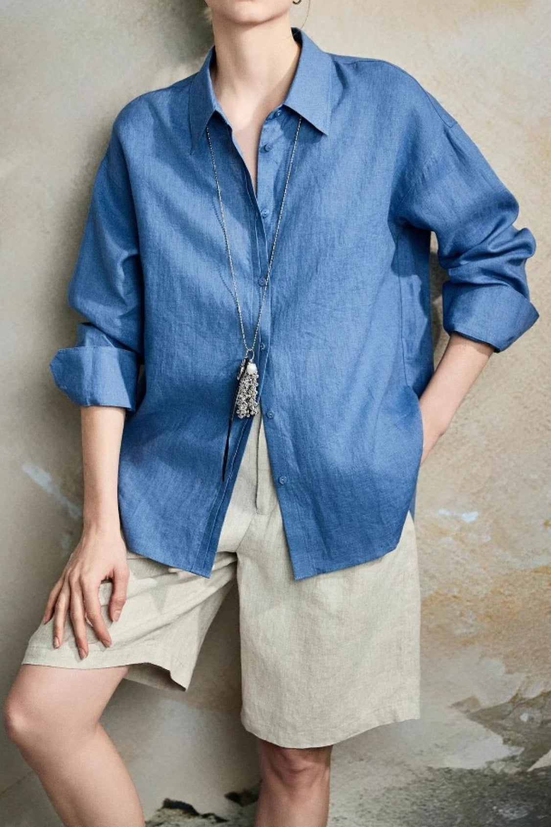 Linen Lightweight Button Down Blouse