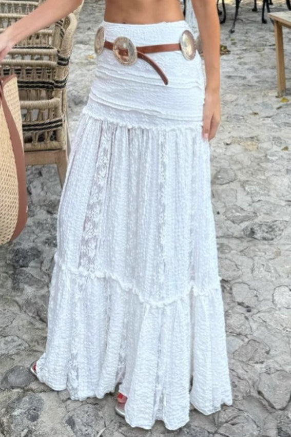 Sheer Floral High-Slit Skirt