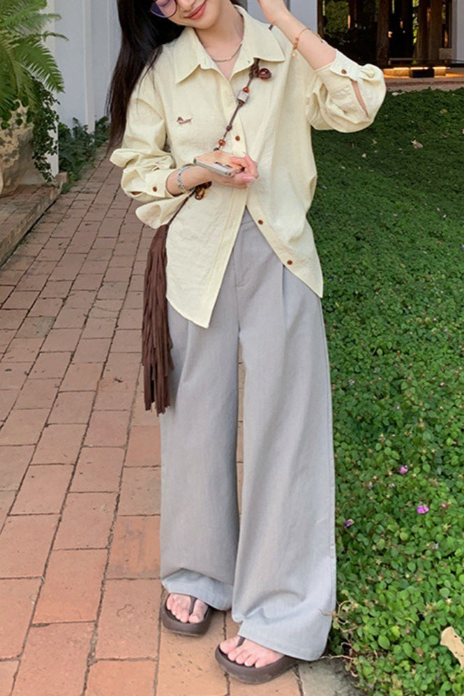 Linen Blend Embroidered Blouse