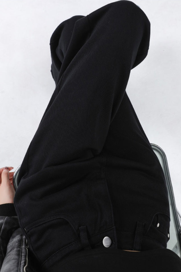 Casual Fleece Lined High Waist Straight Jeans