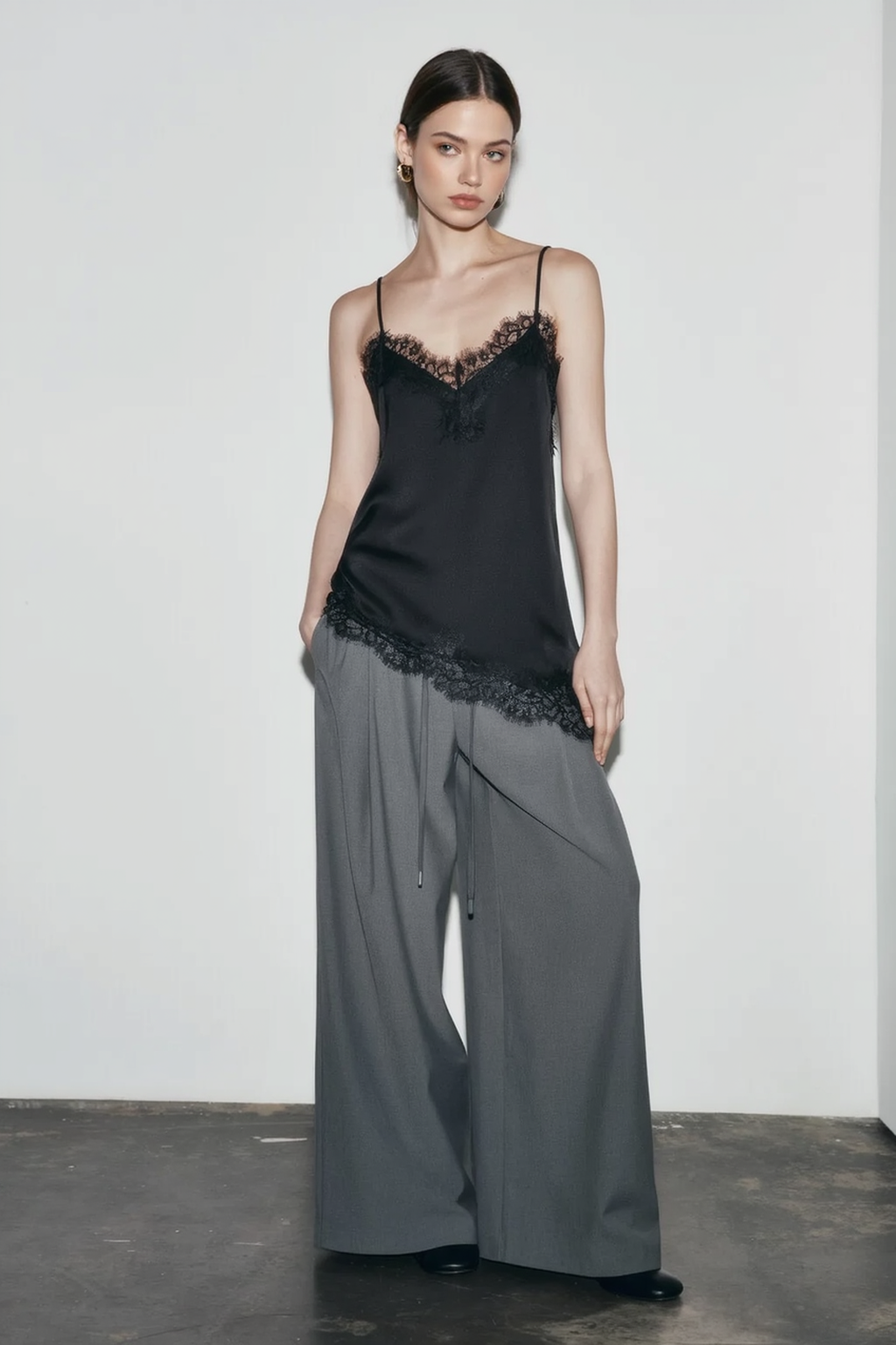Lace panel adjustable cami top